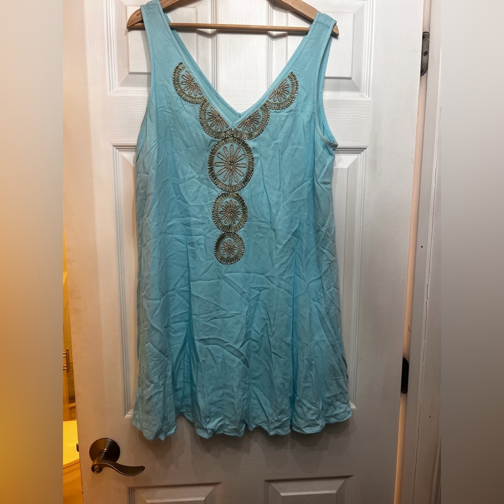 Lilly Pulitzer Aqua Embroidered Tunic